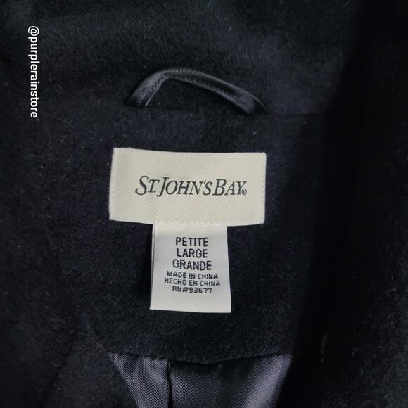 St Johns Bay Double Breasted Peacoat LP Wool Cashmere Blend Preppy Quiet Luxury - Picture 4 of 13